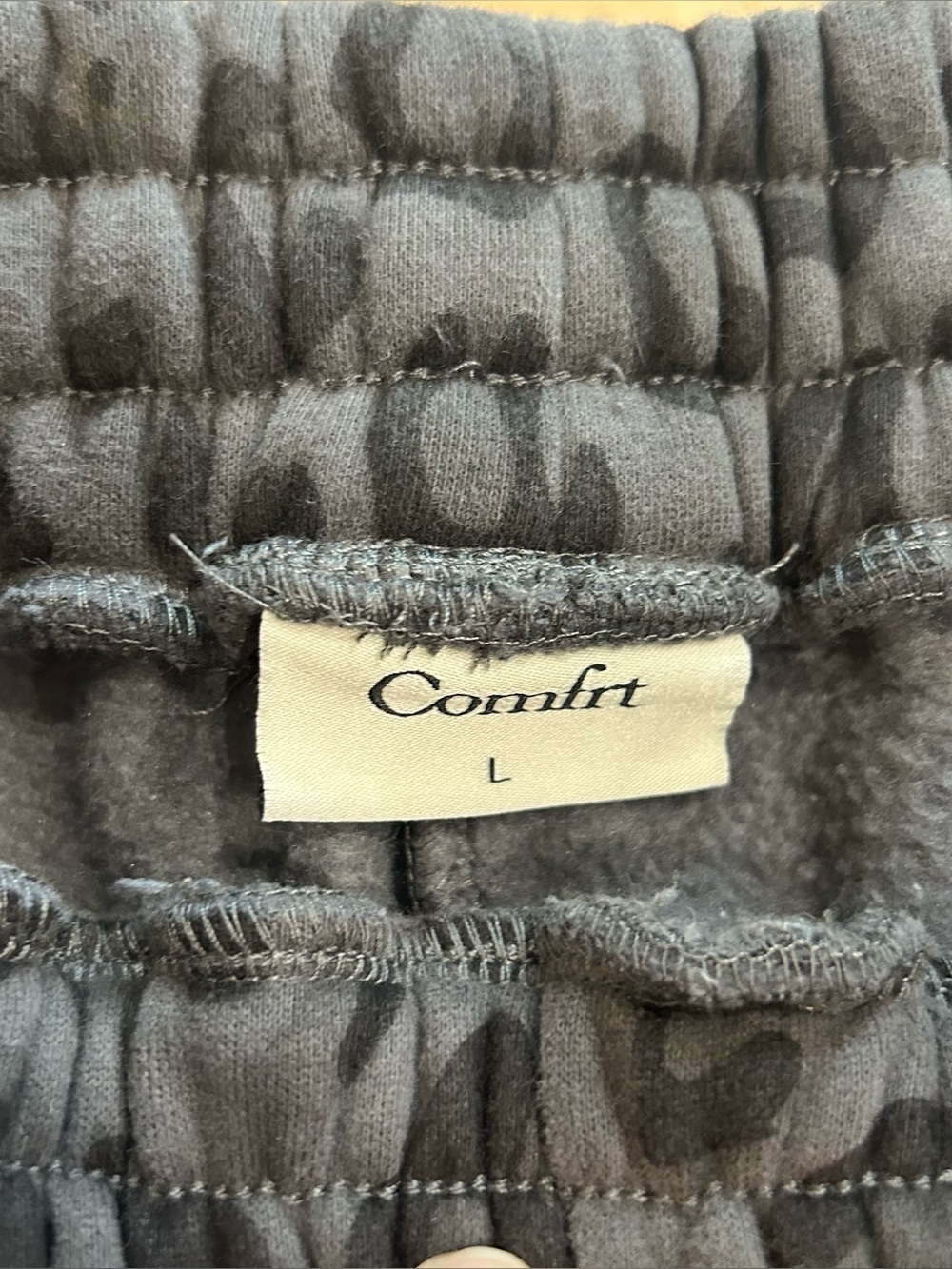 Cmfrt Airplane Mode Charcoal Gray Cheetah Print Super Soft Jogger Sweatpants L - Picture 6 of 11